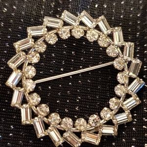 💕Sterling Silver Crystal Circle Brooch